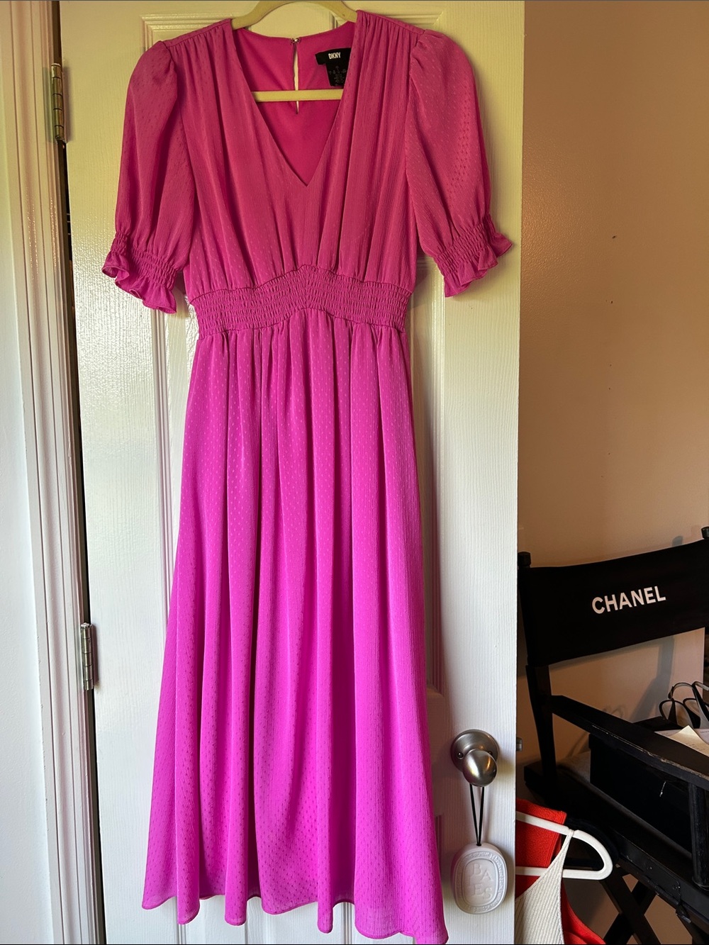 DKNY Fuchsia V-Neck Maxi Dress Size 4